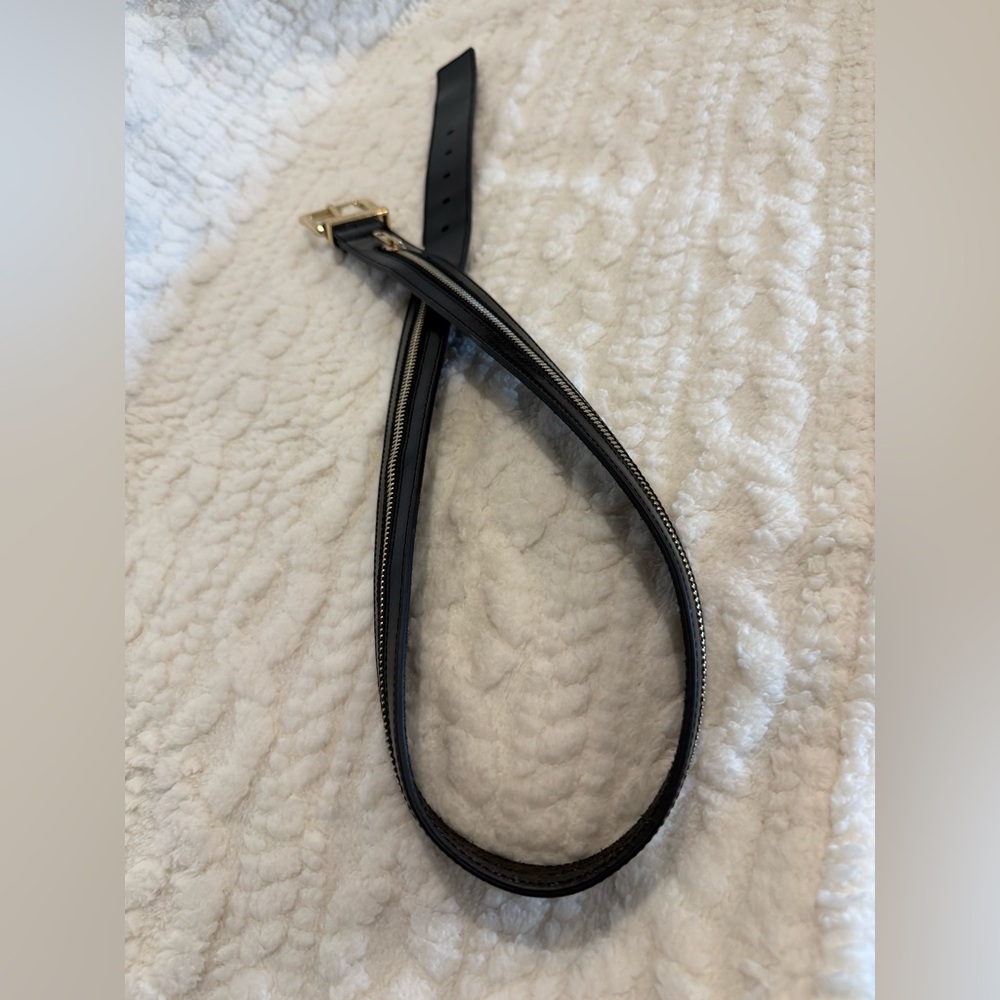 Rebecca Minkoff Black Belt with Gold Buckle and Zipper detail
